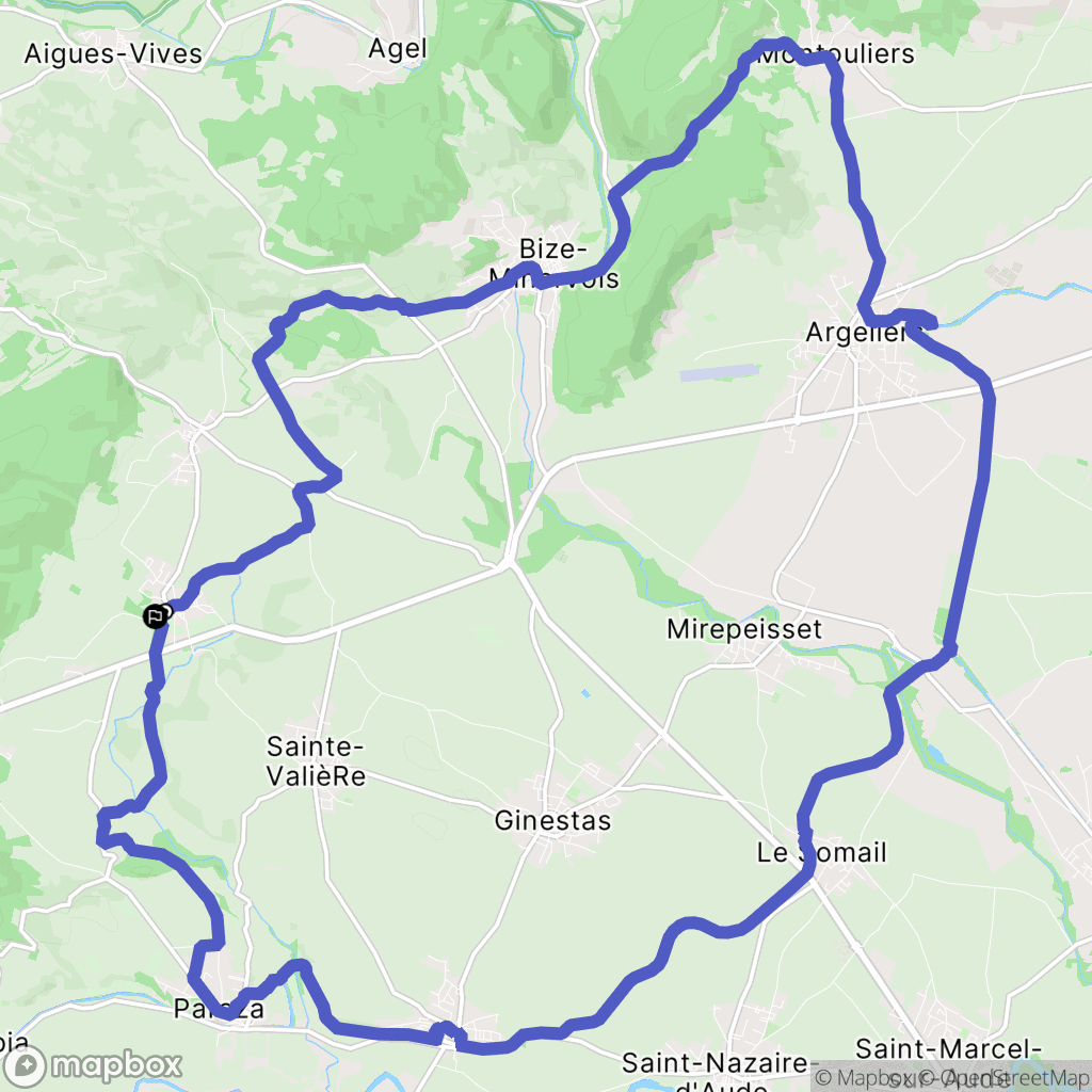 Pouzols-Minervois : carte du parcours de randonnée - France