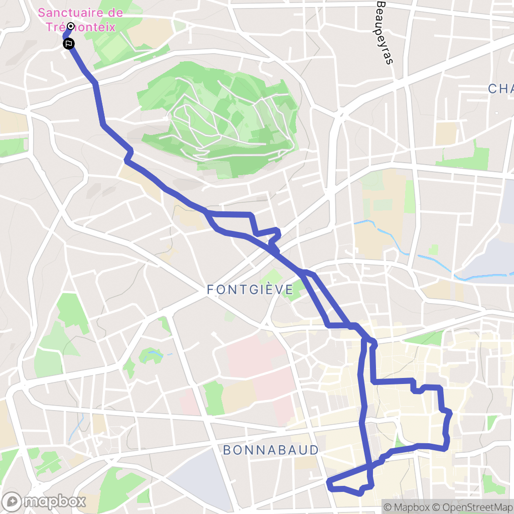 Clermont-Ferrand : carte du parcours de randonnée - France