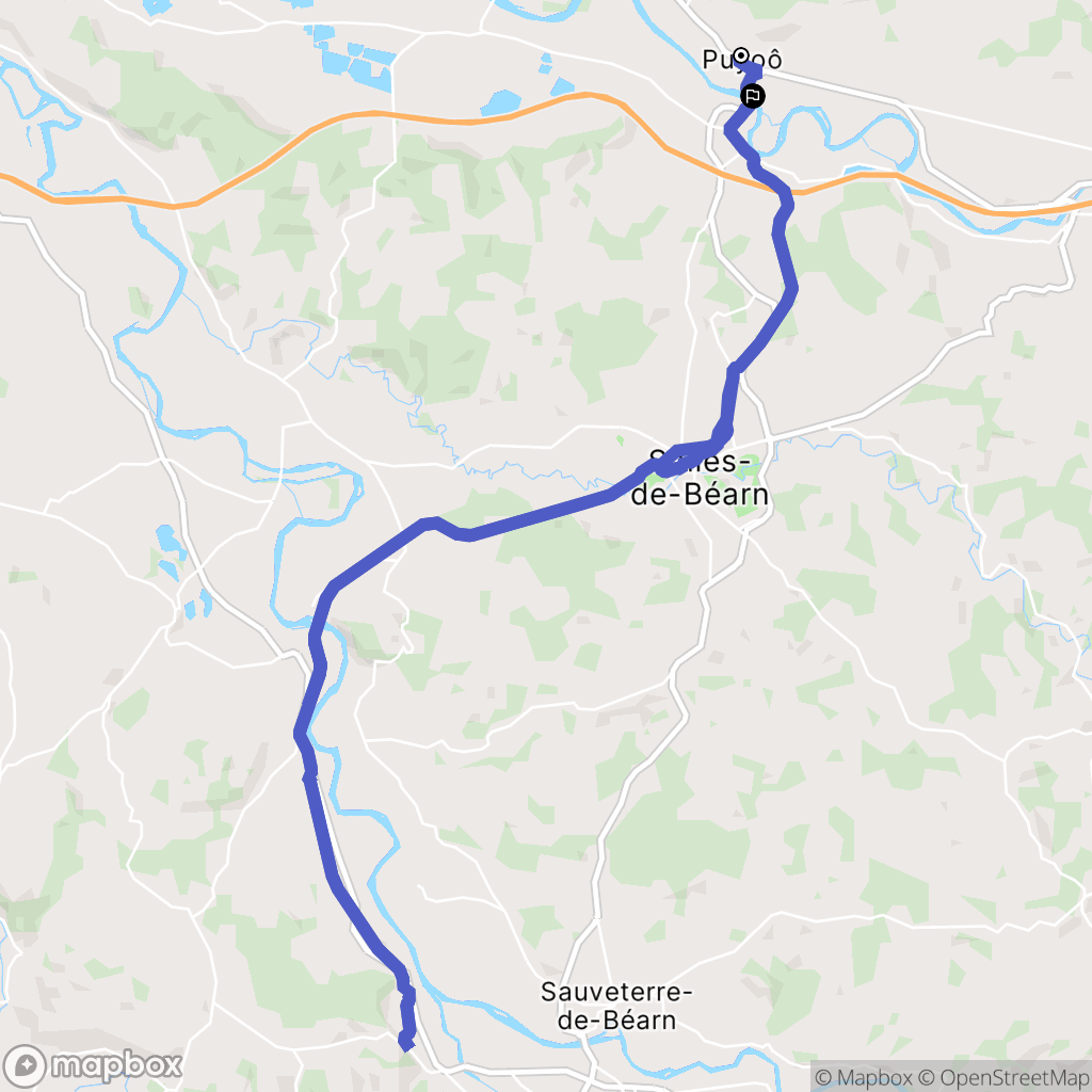 Puyoô : carte du parcours de randonnée - France
