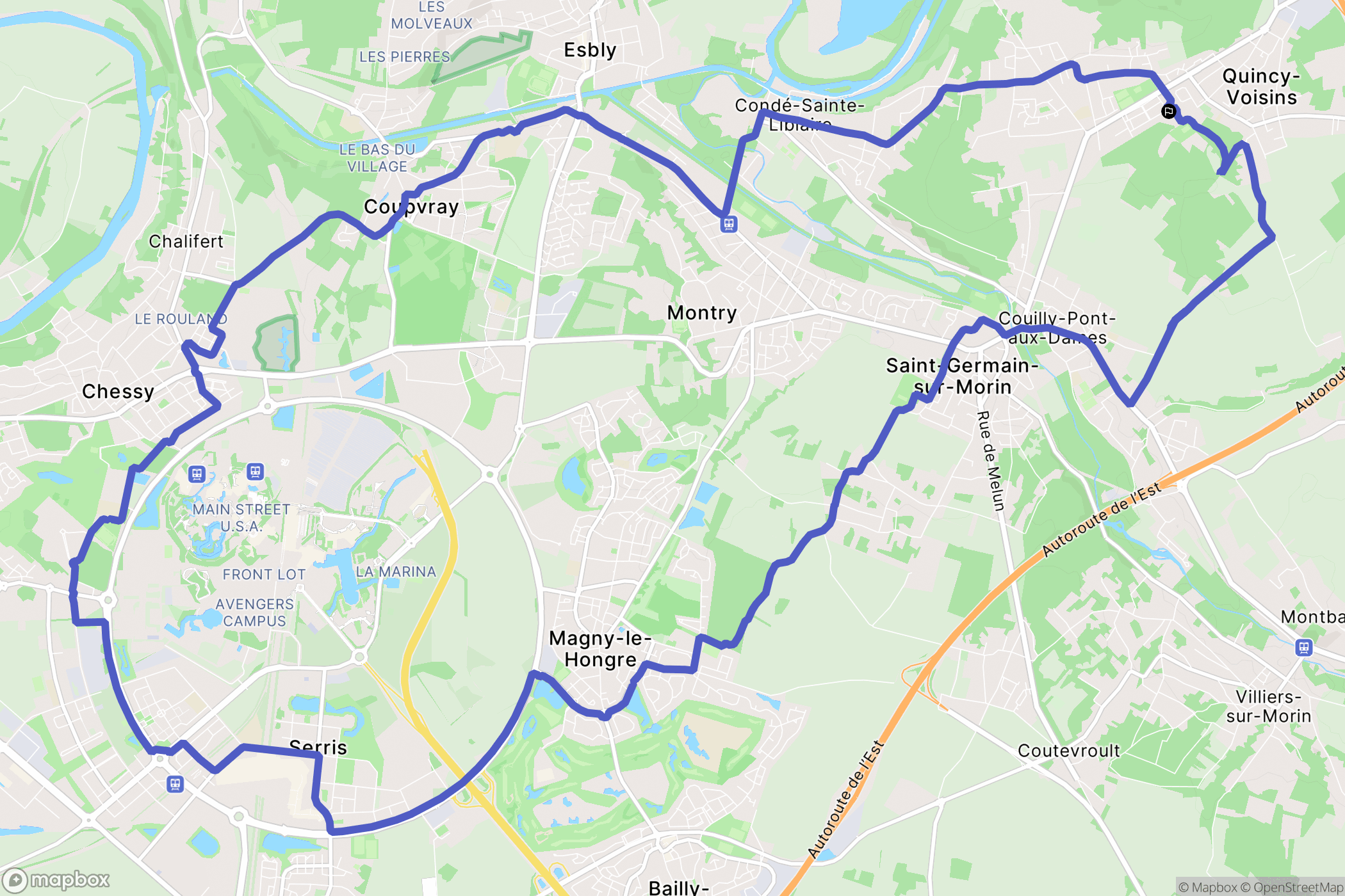 Quincy-Voisins : carte du parcours de randonnée - France