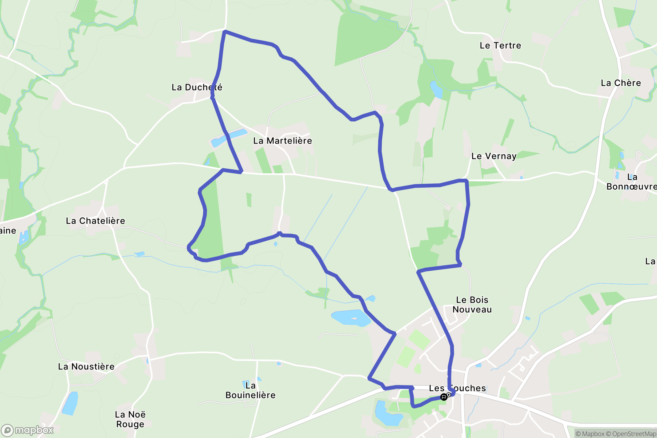 Les Touches : carte du parcours de randonnée - France