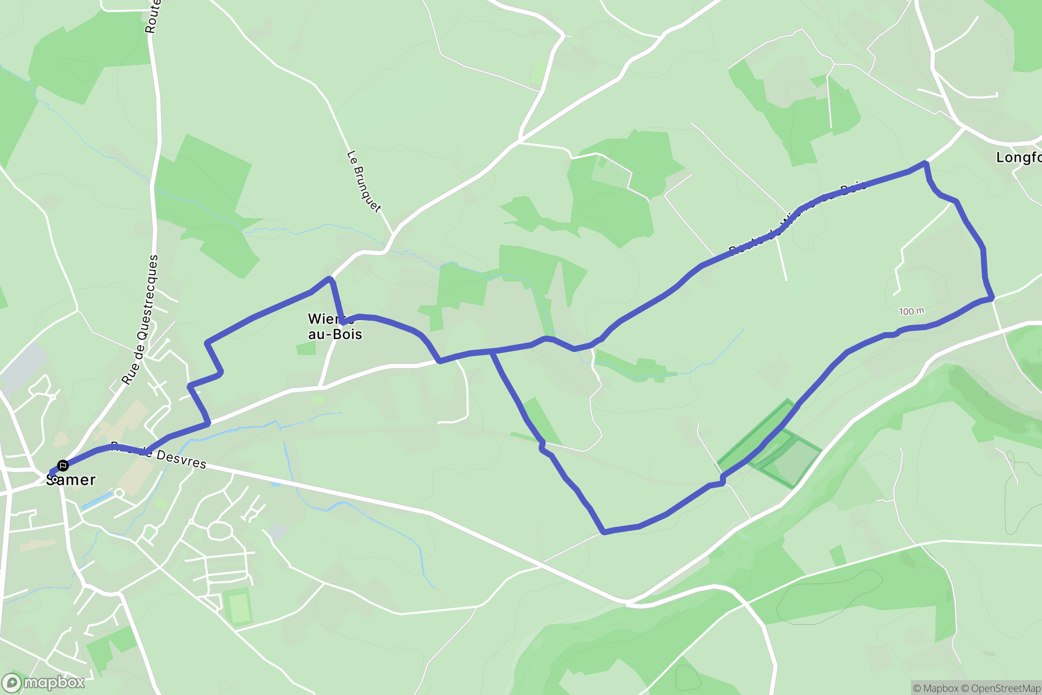 Samer : carte du parcours de randonnée - France