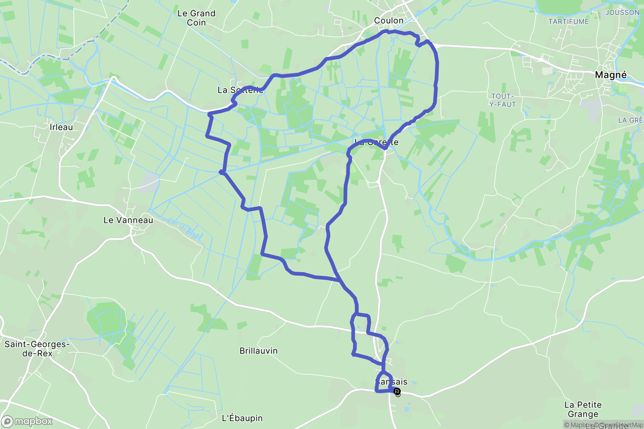 Sansais : carte du parcours de randonnée - France