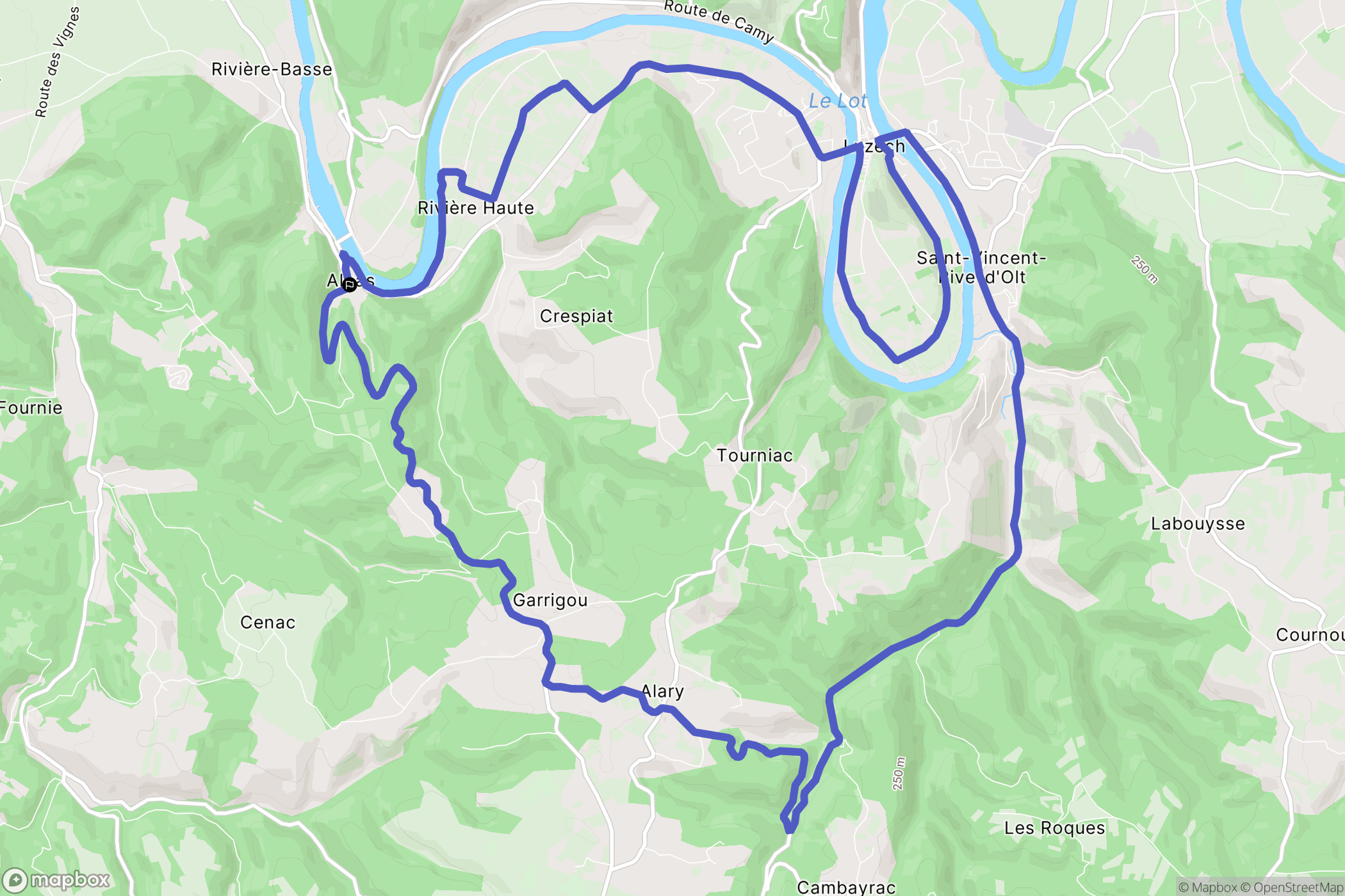 Albas : carte du parcours de randonnée - France