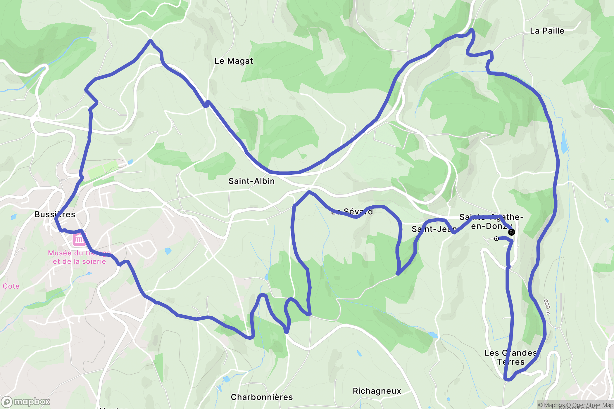 Sainte-Agathe-en-Donzy : carte du parcours de randonnée - France
