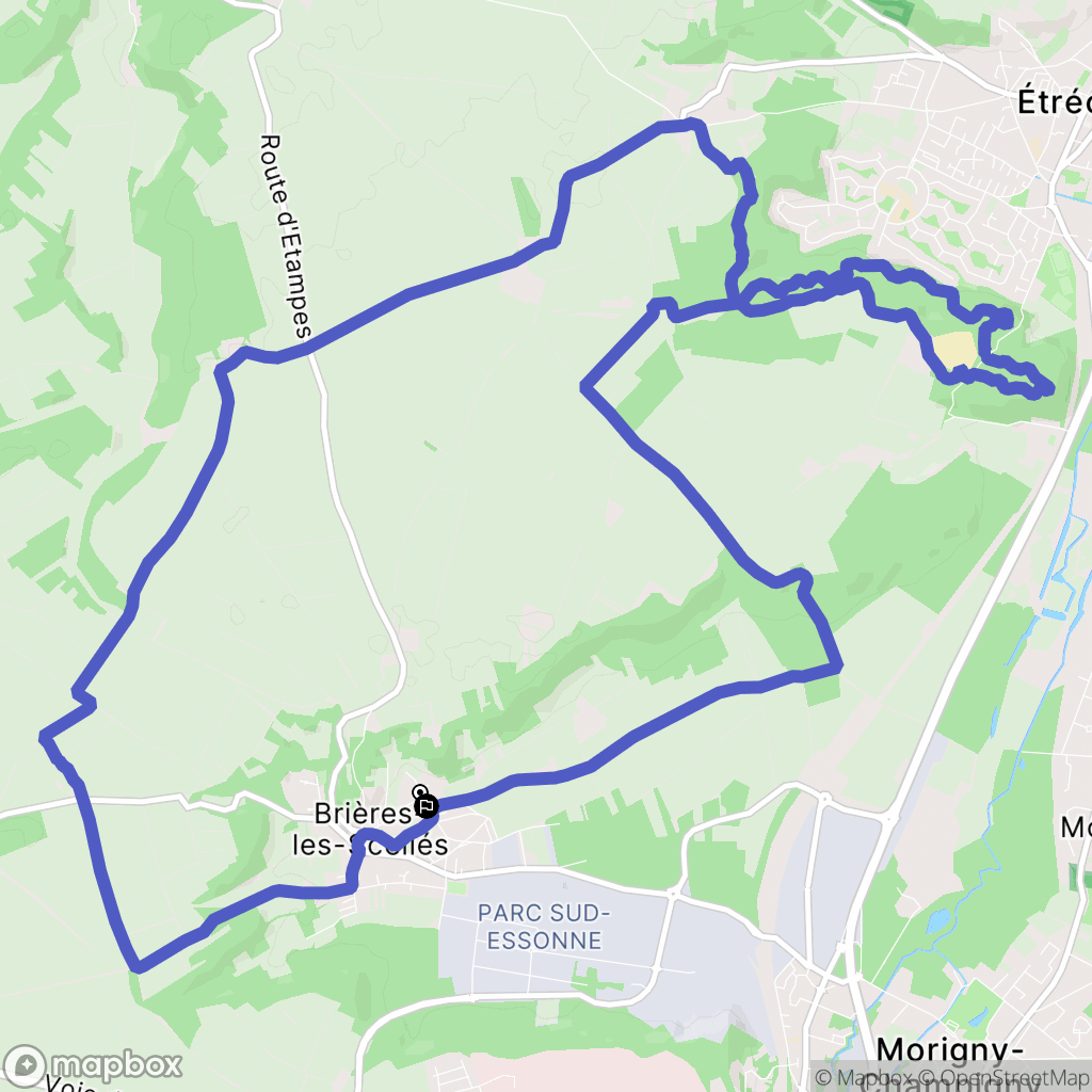 Brières-les-Scellés : carte du parcours de randonnée - France