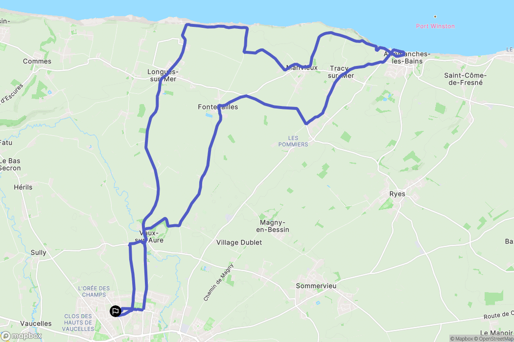 Bayeux : carte du parcours de randonnée - France