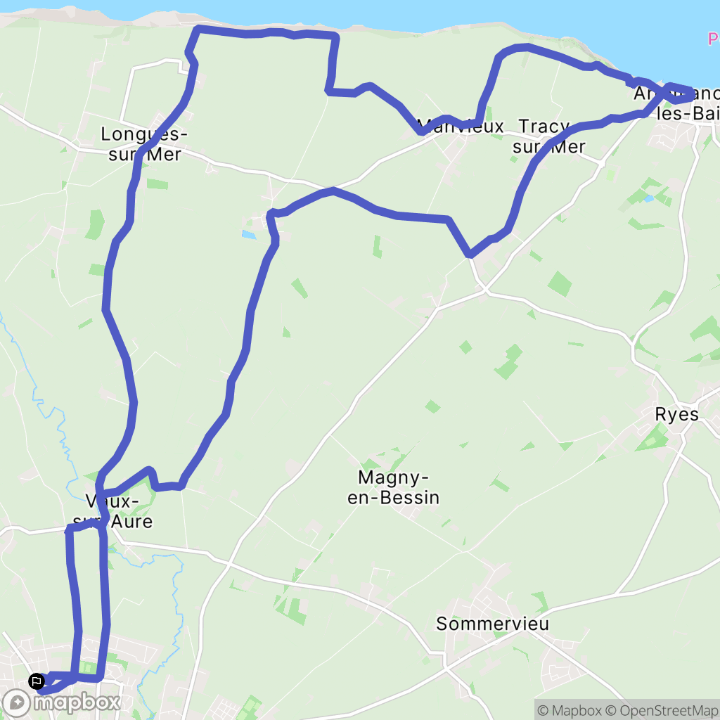 Bayeux : carte du parcours de randonnée - France