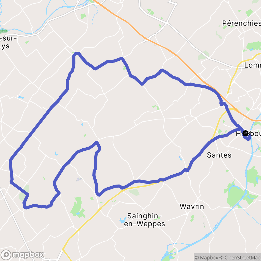 Haubourdin : carte du parcours de randonnée - France