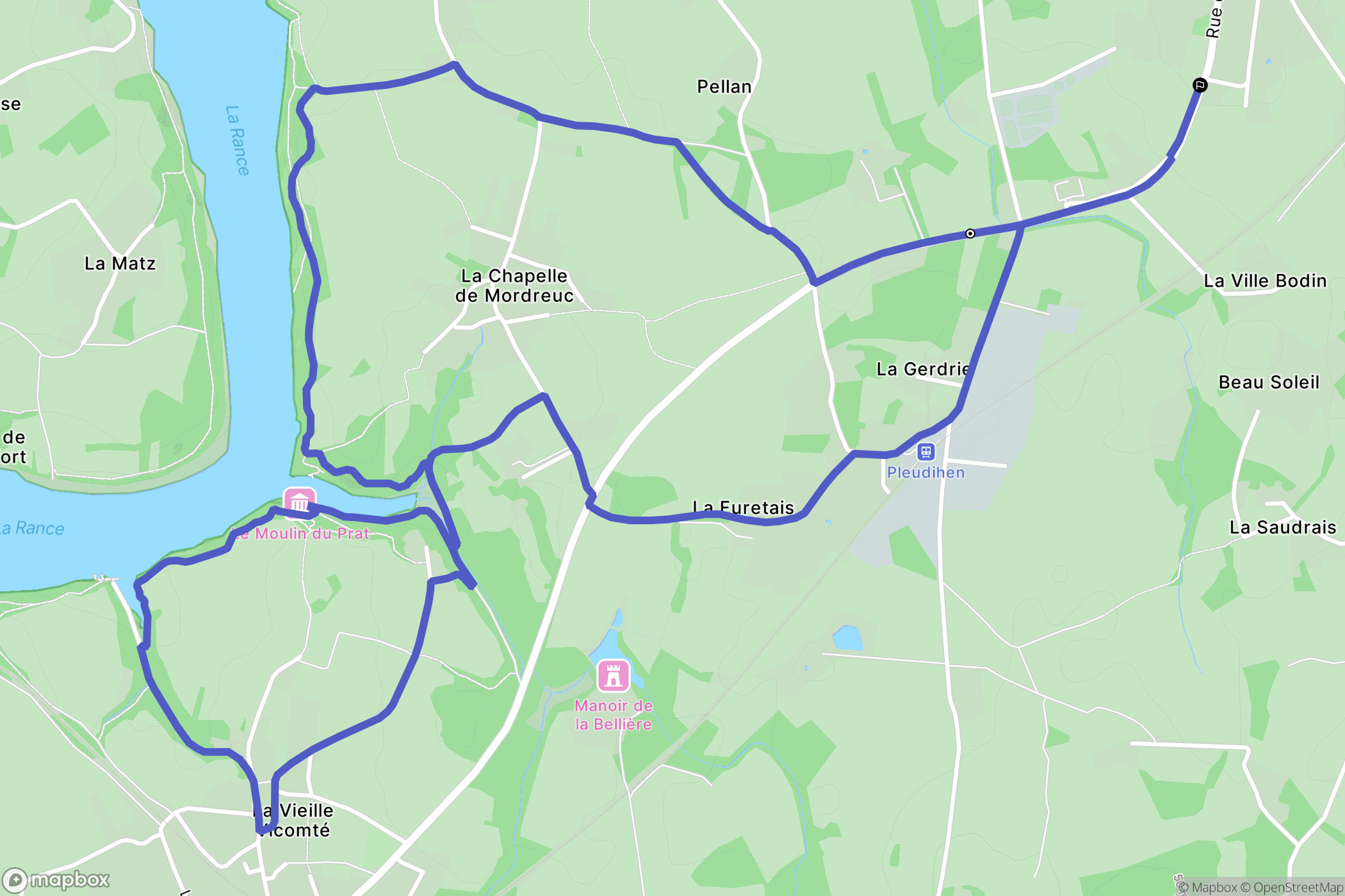 Pleudihen-sur-Rance : carte du parcours de randonnée - France