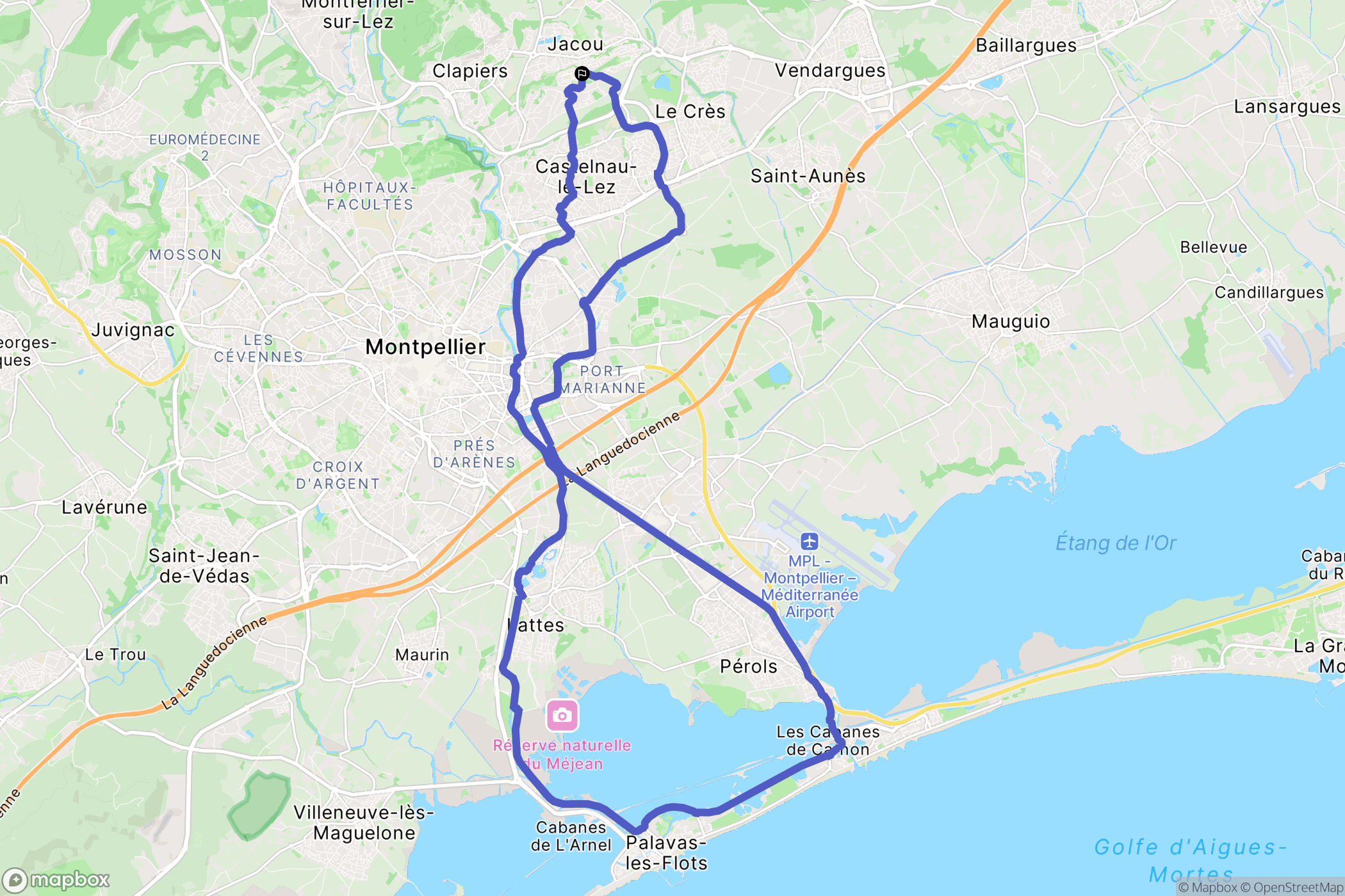 Jacou : carte du parcours de randonnée - France