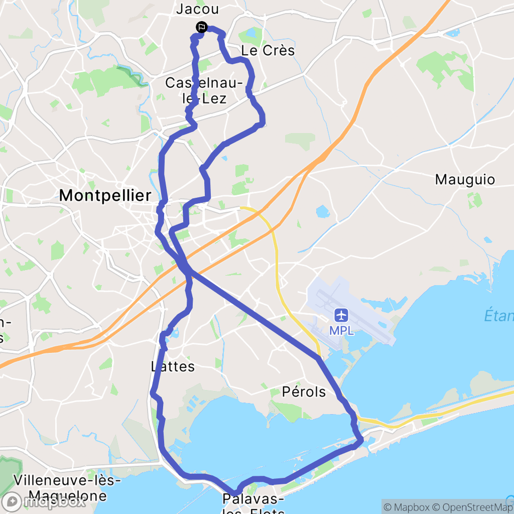 Jacou : carte du parcours de randonnée - France
