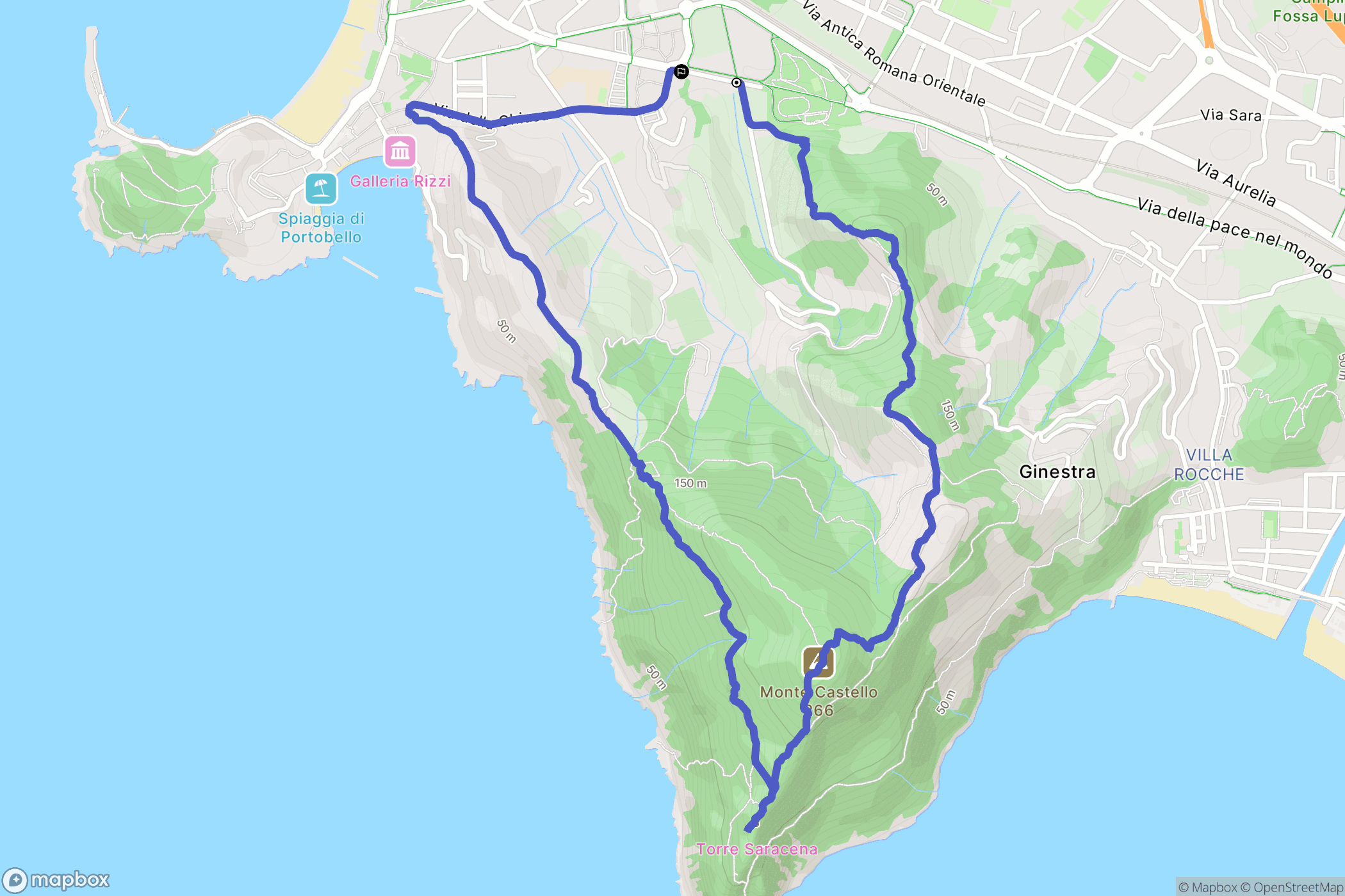 Sestri Levante : carte du parcours de randonnée - Italy