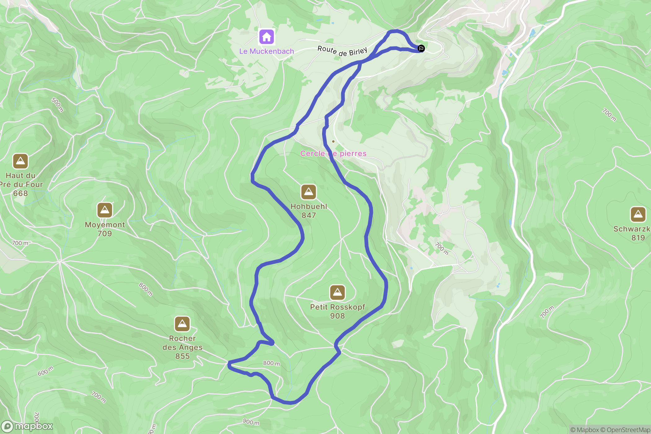 Grendelbruch : carte du parcours de randonnée - France