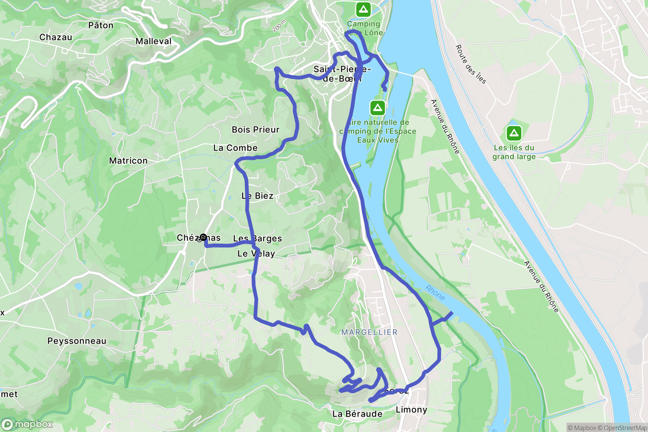 Saint-Pierre-de-Bœuf : carte du parcours de randonnée - France