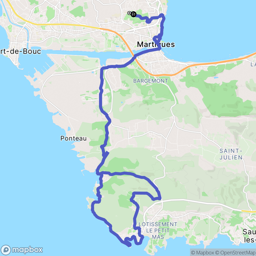 Martigues : carte du parcours de randonnée - France