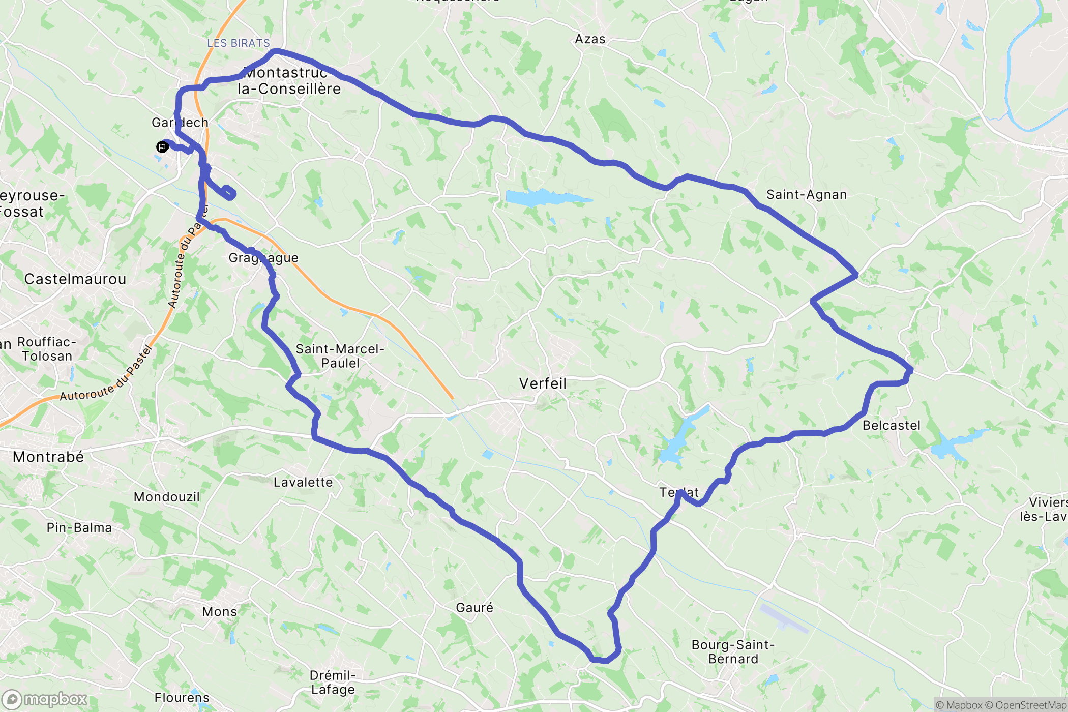 Garidech : carte du parcours de randonnée - France