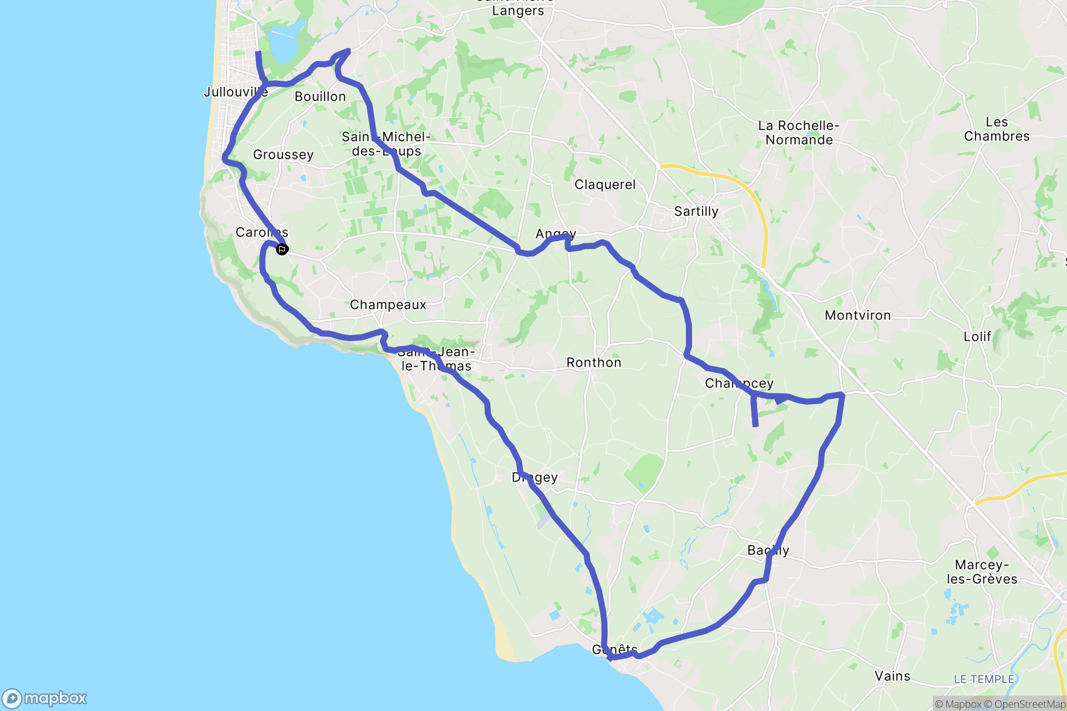 Carolles : carte du parcours de randonnée - France
