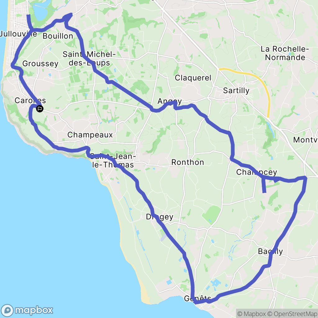 Carolles : carte du parcours de randonnée - France
