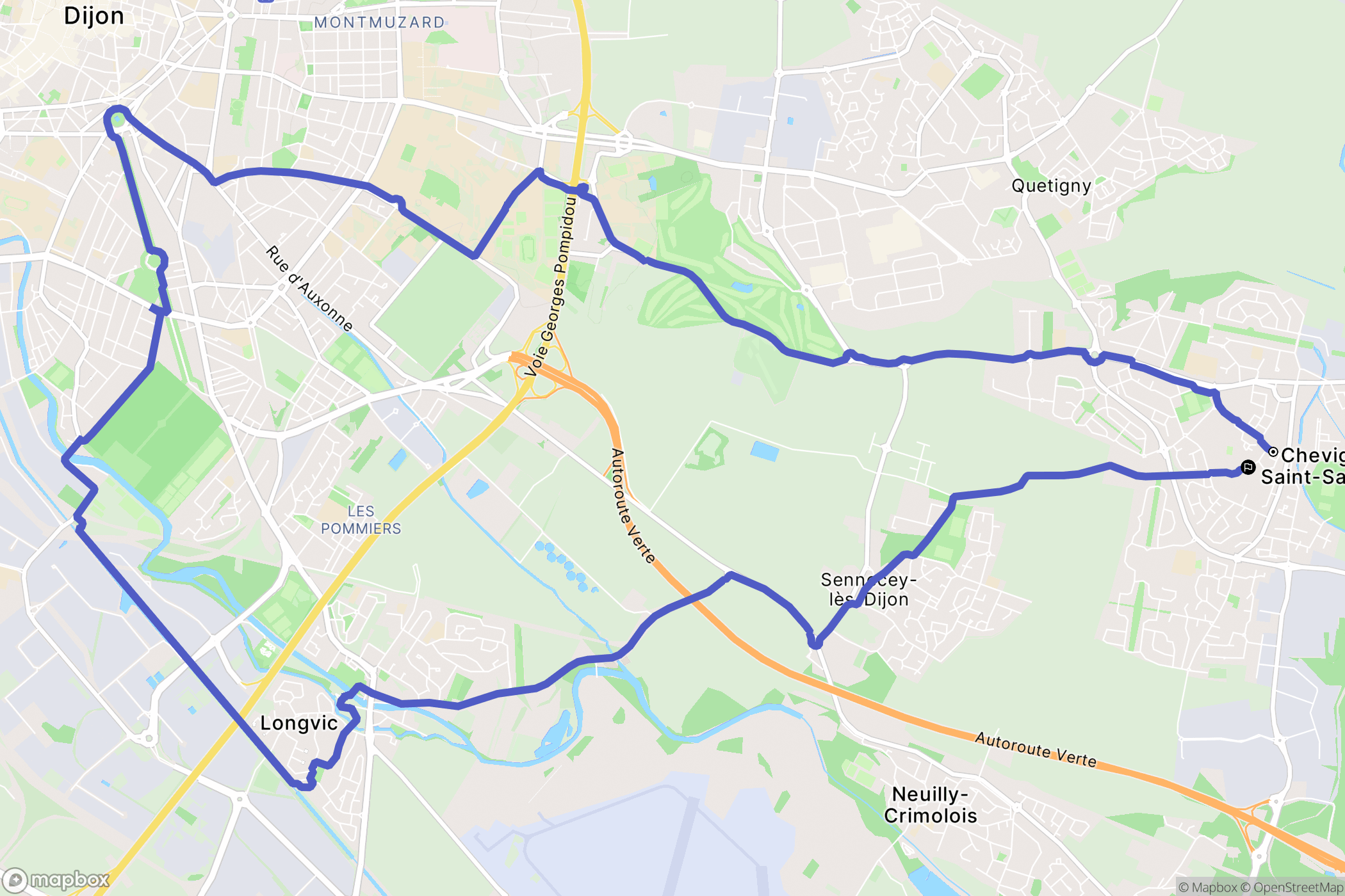 Chevigny-Saint-Sauveur : carte du parcours de randonnée - France