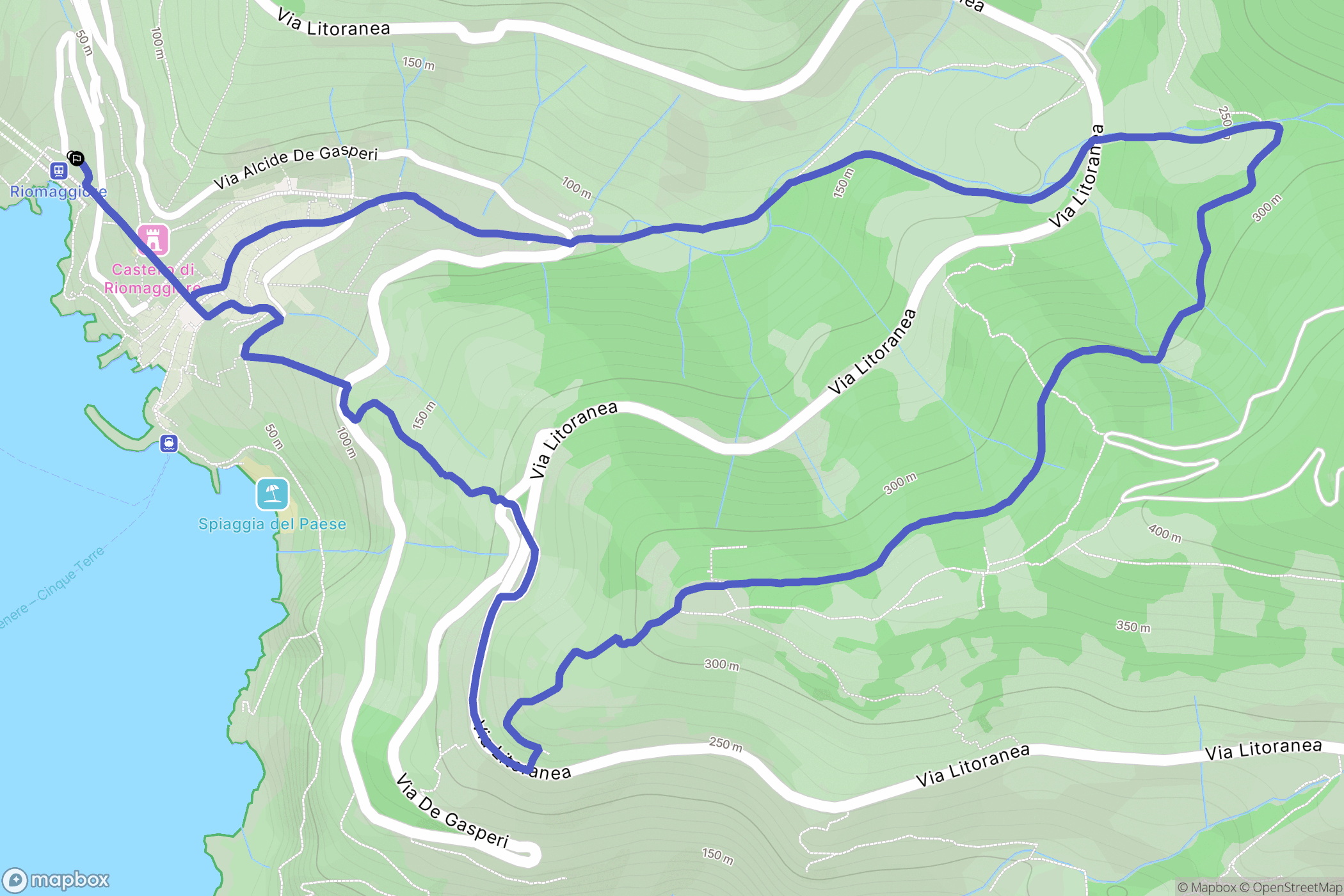 Riomaggiore : carte du parcours de randonnée - Italy