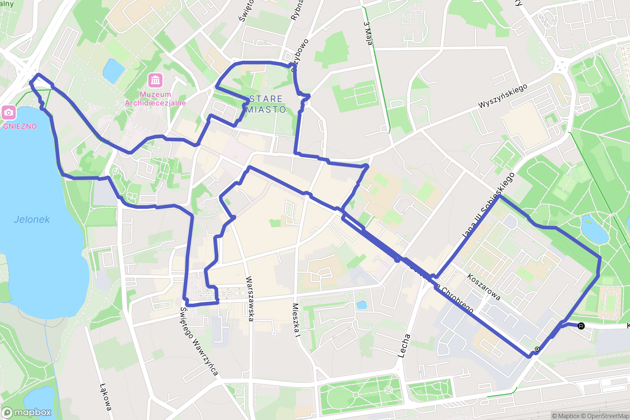 Gniezno: mapa trasy - Poland