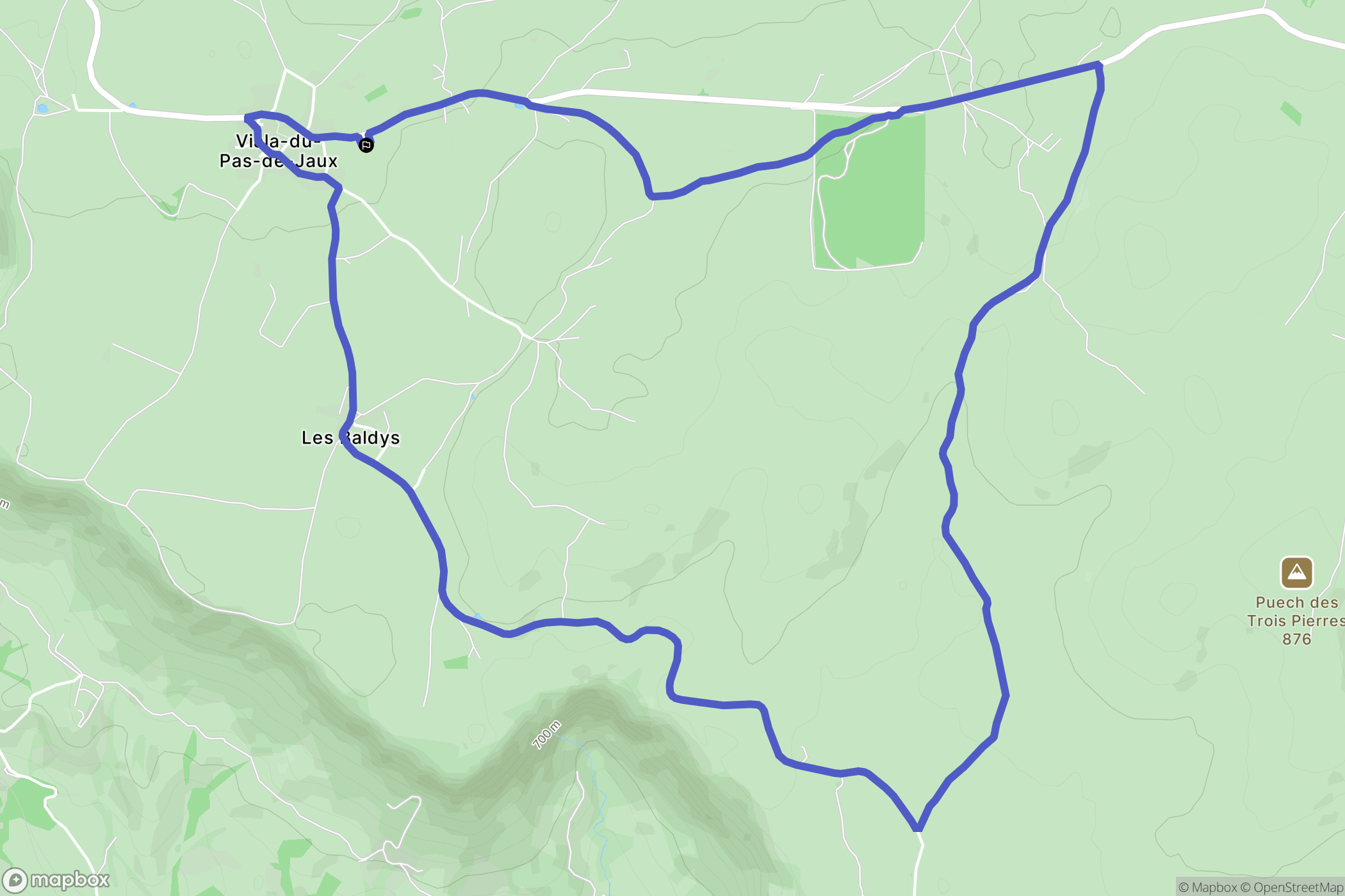 Viala-du-Pas-de-Jaux : carte du parcours de randonnée - France