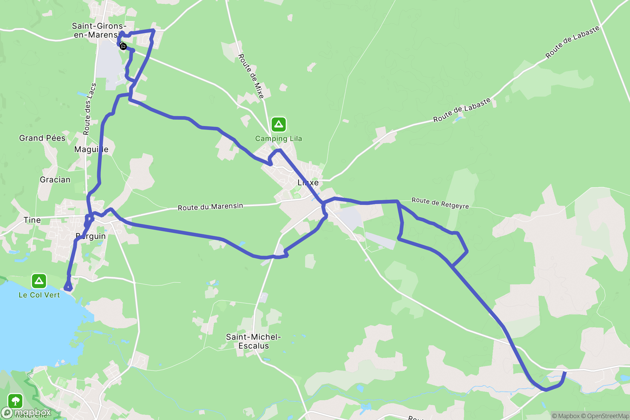 Vielle-Saint-Girons : carte du parcours de randonnée - France