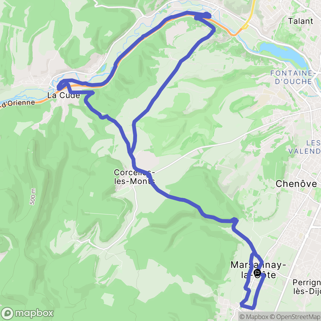 Marsannay-la-Côte : carte du parcours de randonnée - France