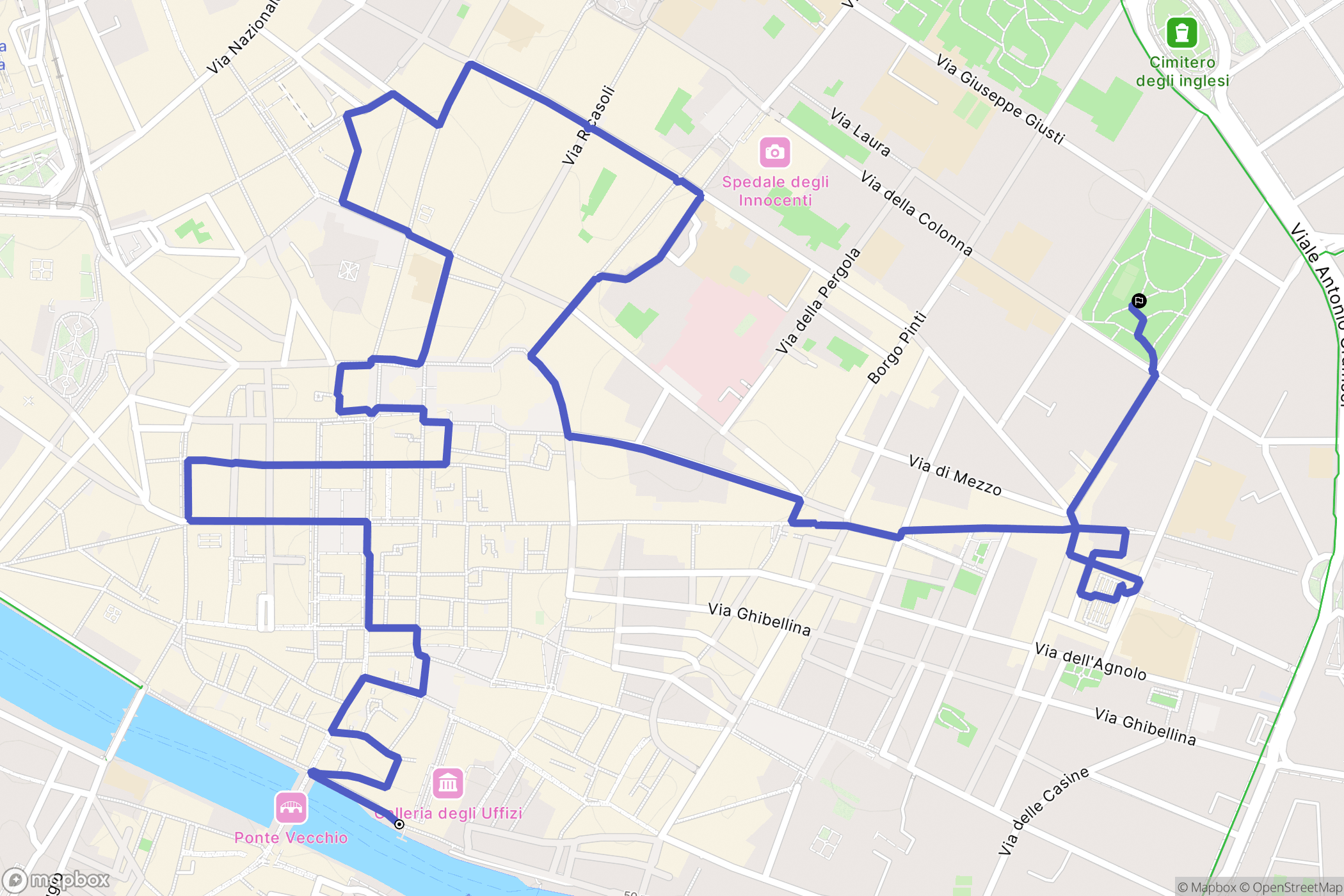 Firenze : carte du parcours de randonnée - Italy