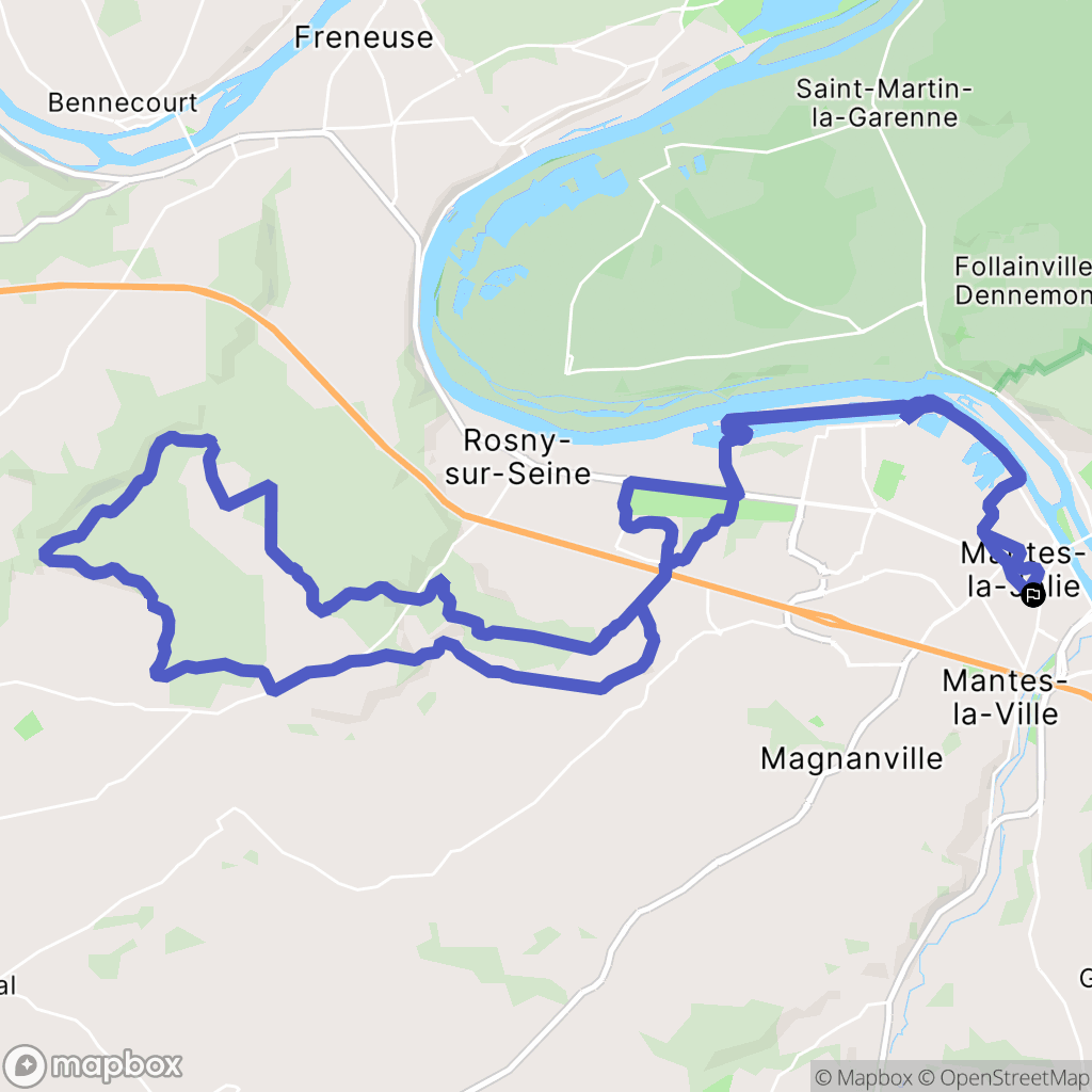 Mantes-la-Jolie : carte du parcours de randonnée - France