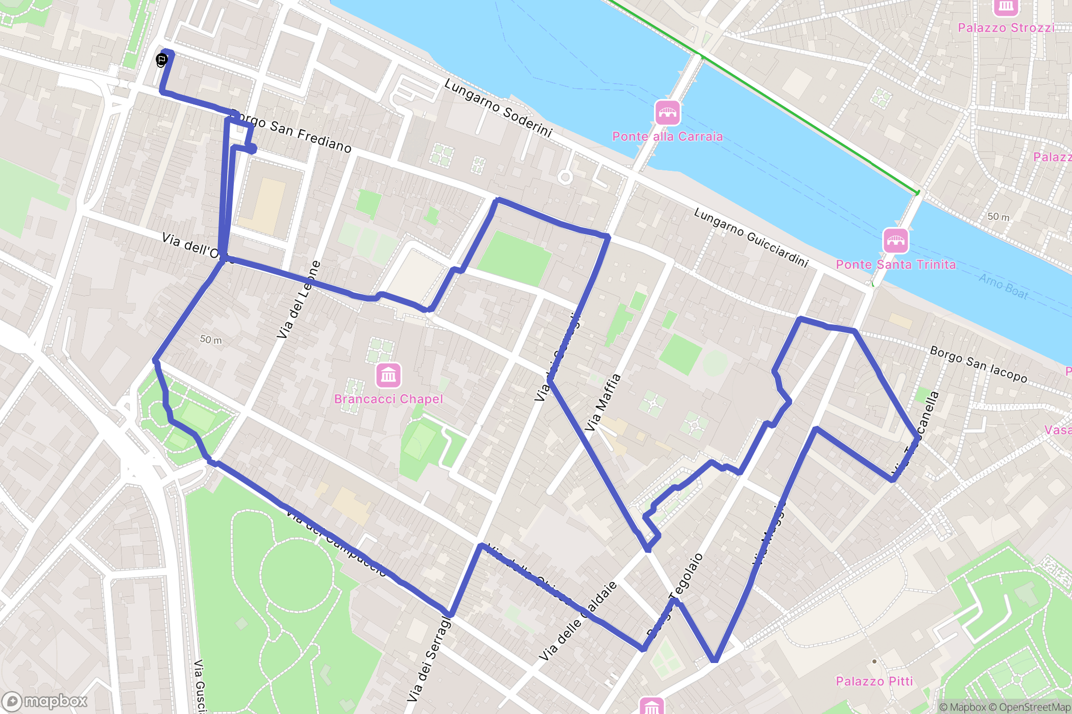 Firenze : carte du parcours de randonnée - Italy