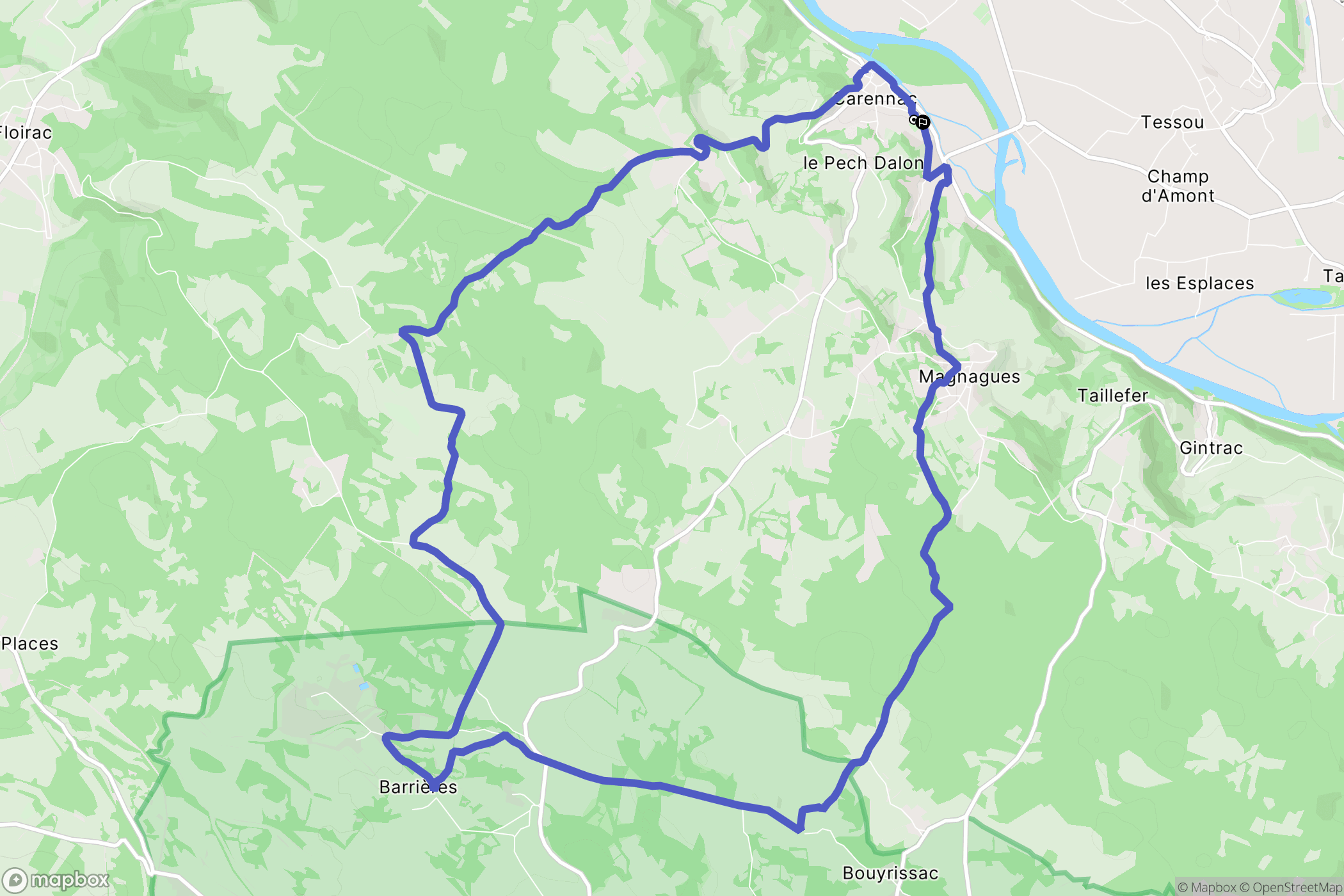 Carennac : carte du parcours de randonnée - France