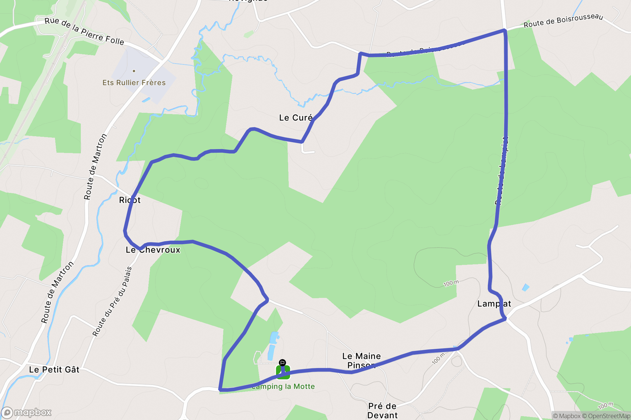 Le Fouilloux : carte du parcours de randonnée - France
