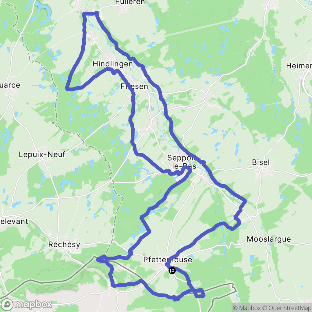 Pfetterhouse : carte du parcours de randonnée - France
