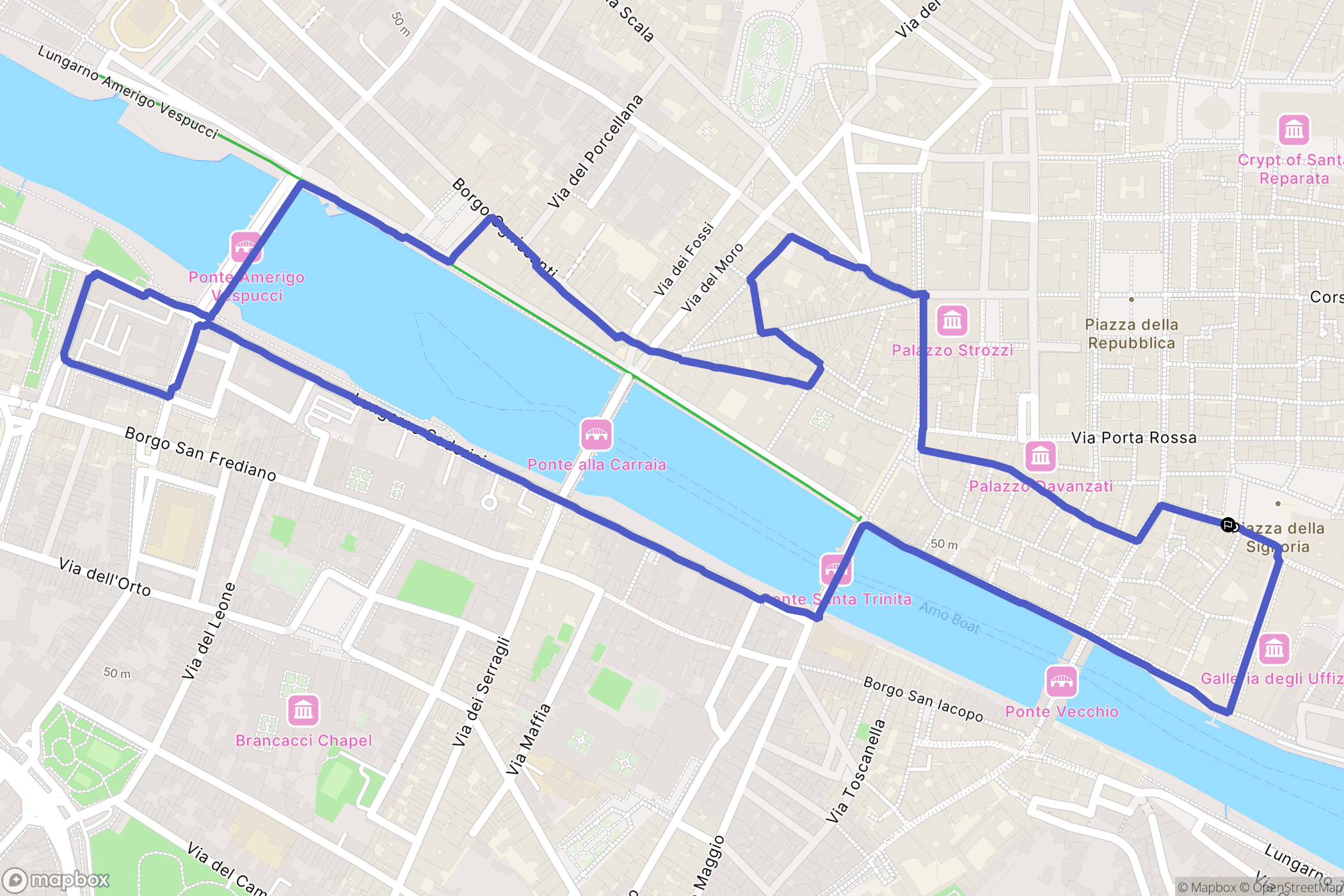 Firenze : carte du parcours de randonnée - Italy