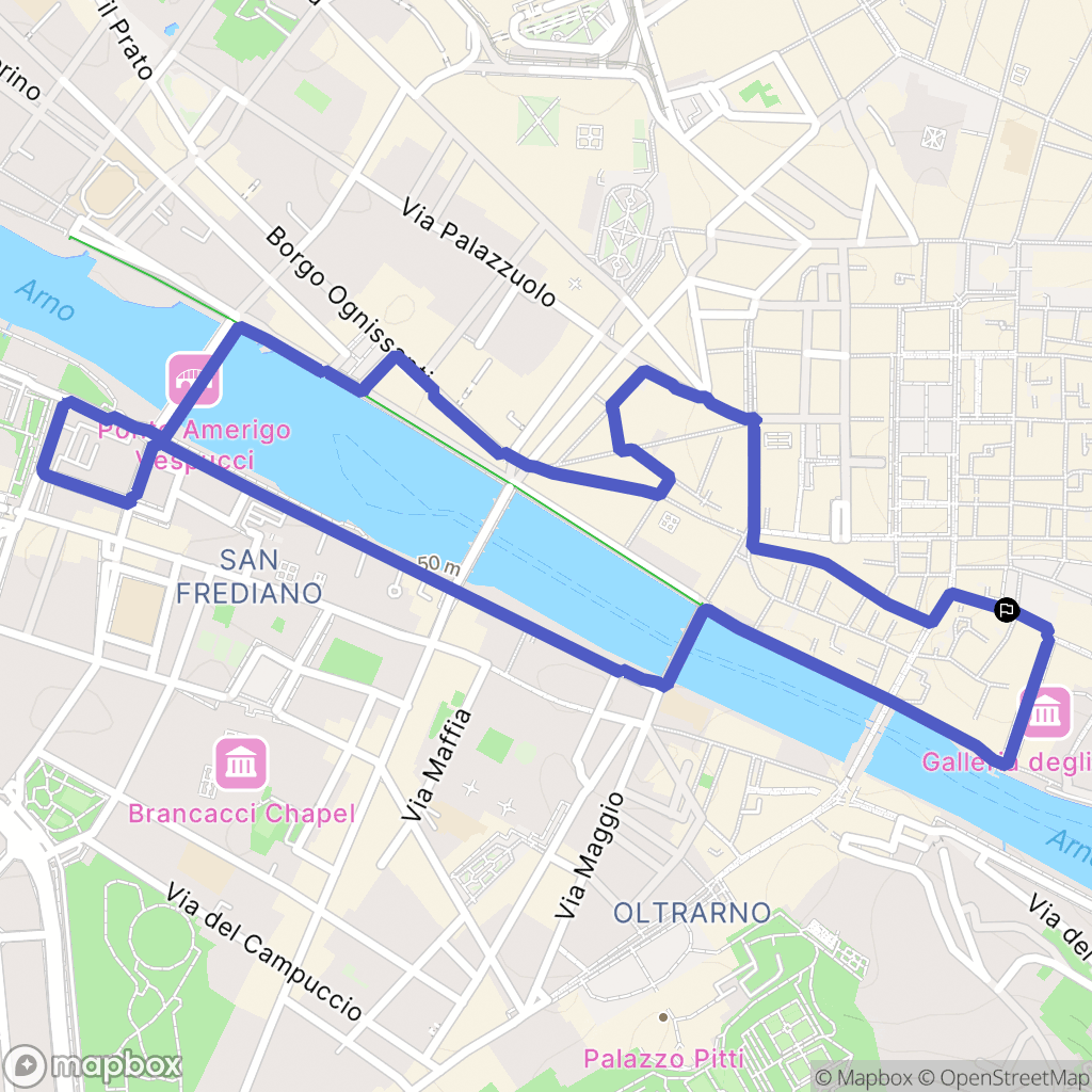 Firenze : carte du parcours de randonnée - Italy