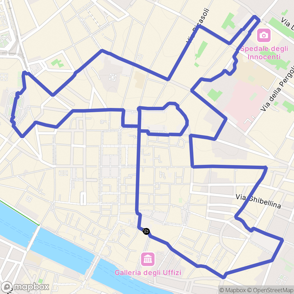 Firenze : carte du parcours de randonnée - Italy