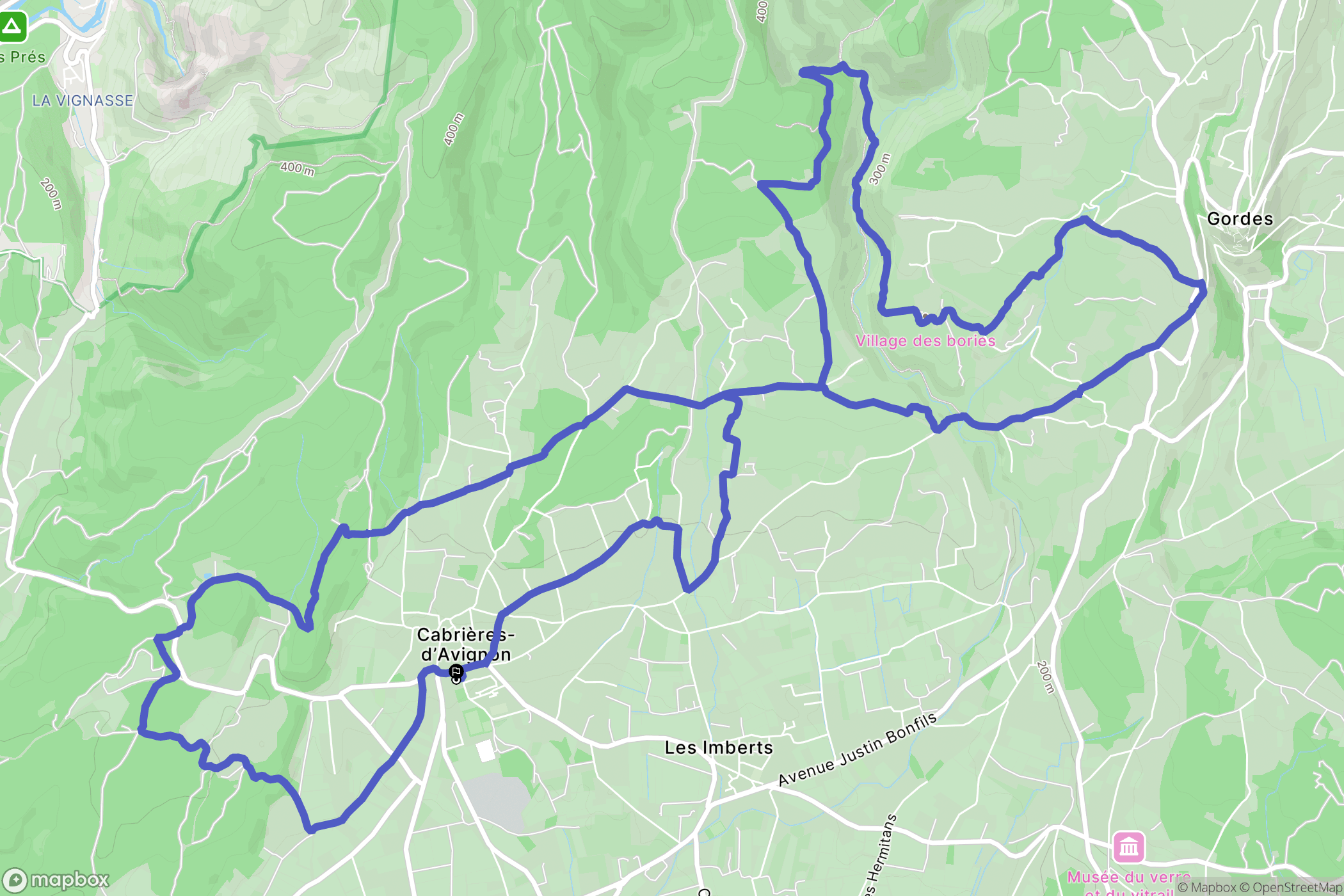 Cabrières-d'Avignon : carte du parcours de randonnée - France