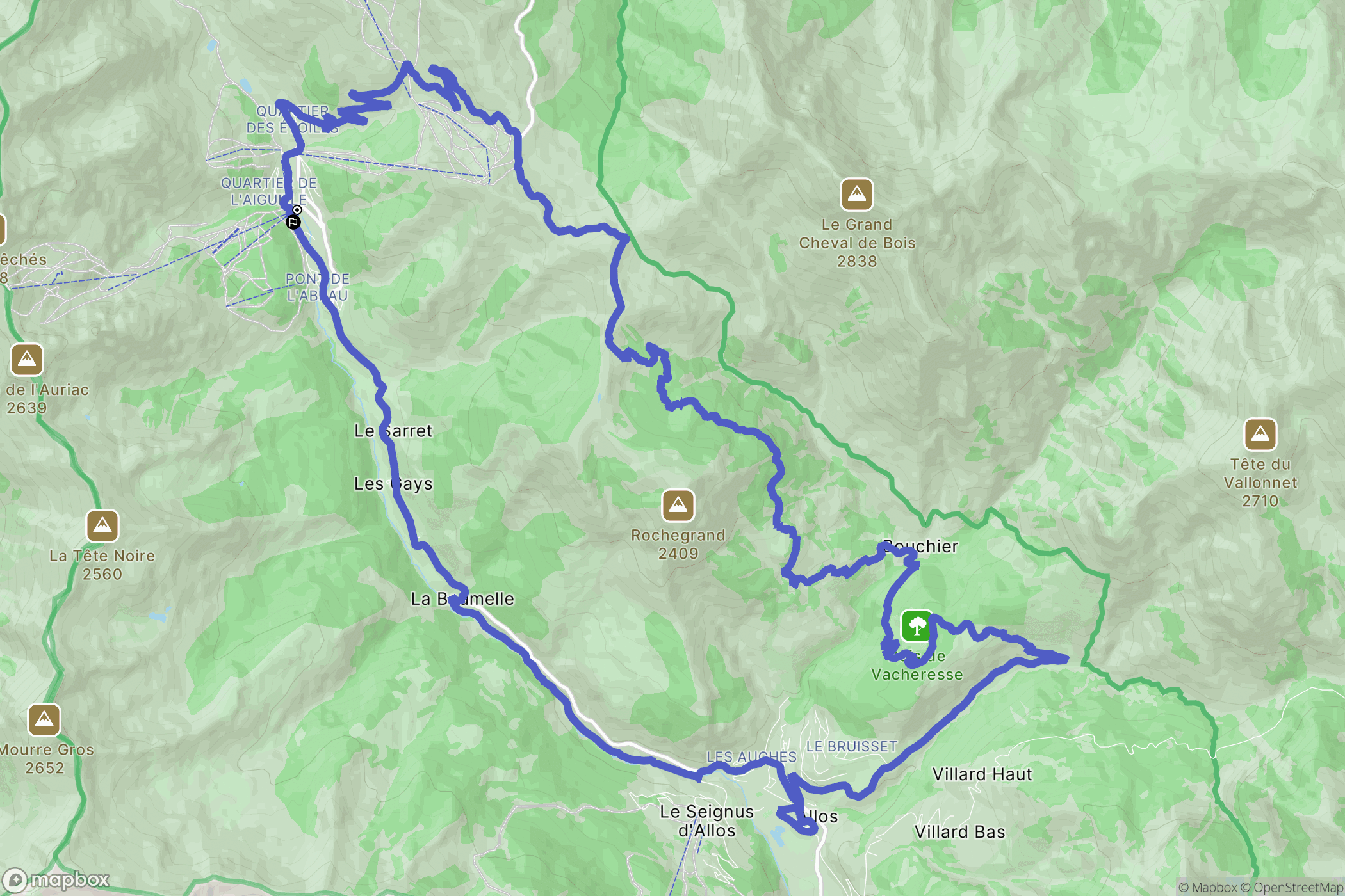 Allos : carte du parcours de randonnée - France
