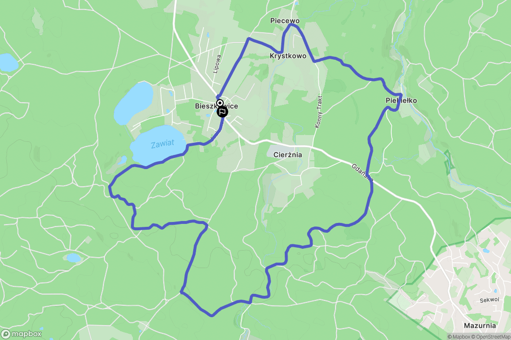 Bieszkowice: mapa trasy - Poland