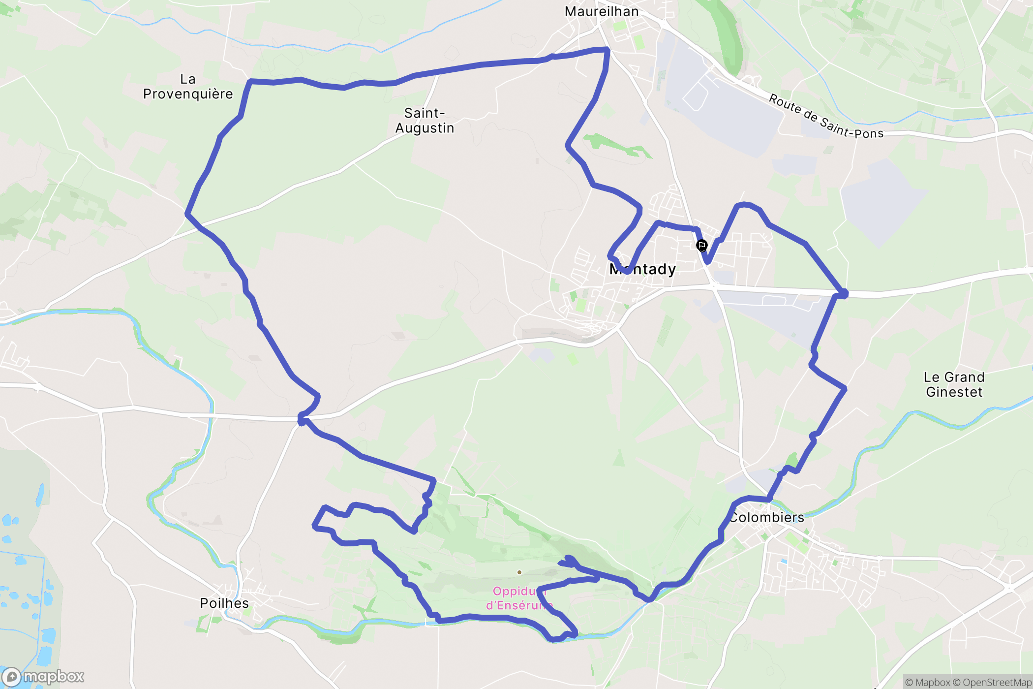 Montady : carte du parcours de randonnée - France