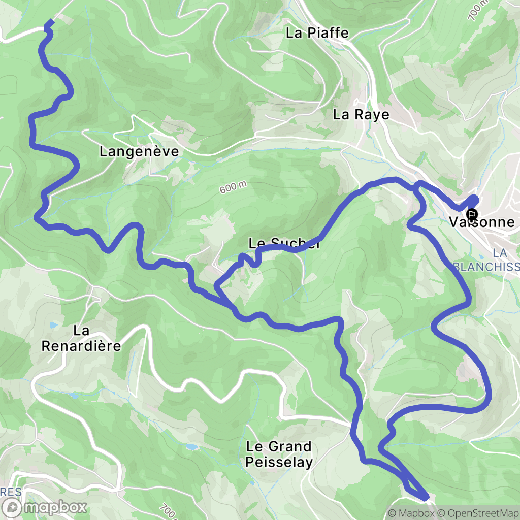 Valsonne : carte du parcours de randonnée - France