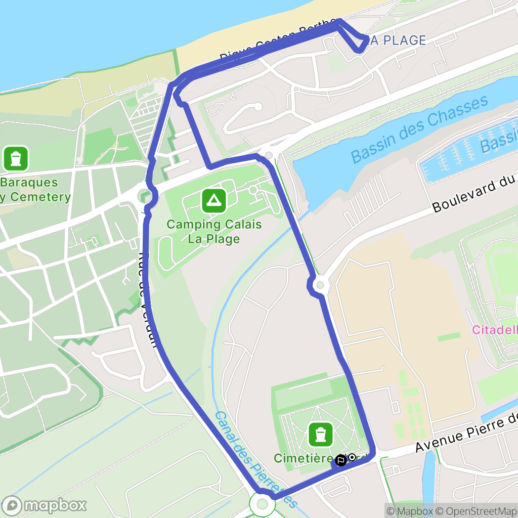 Calais : carte du parcours de randonnée - France