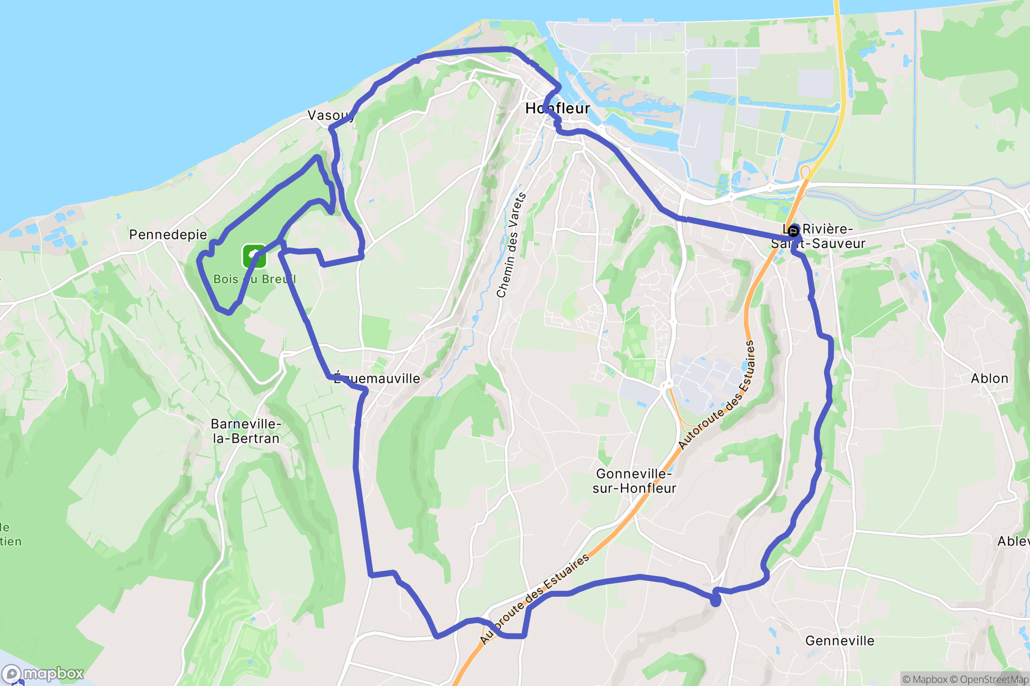 La Rivière-Saint-Sauveur : carte du parcours de randonnée - France
