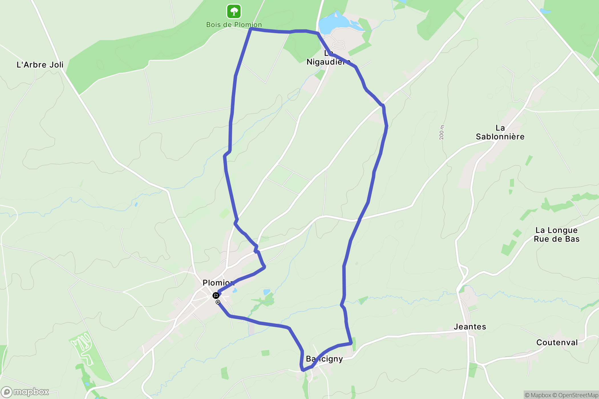 Plomion : carte du parcours de randonnée - France