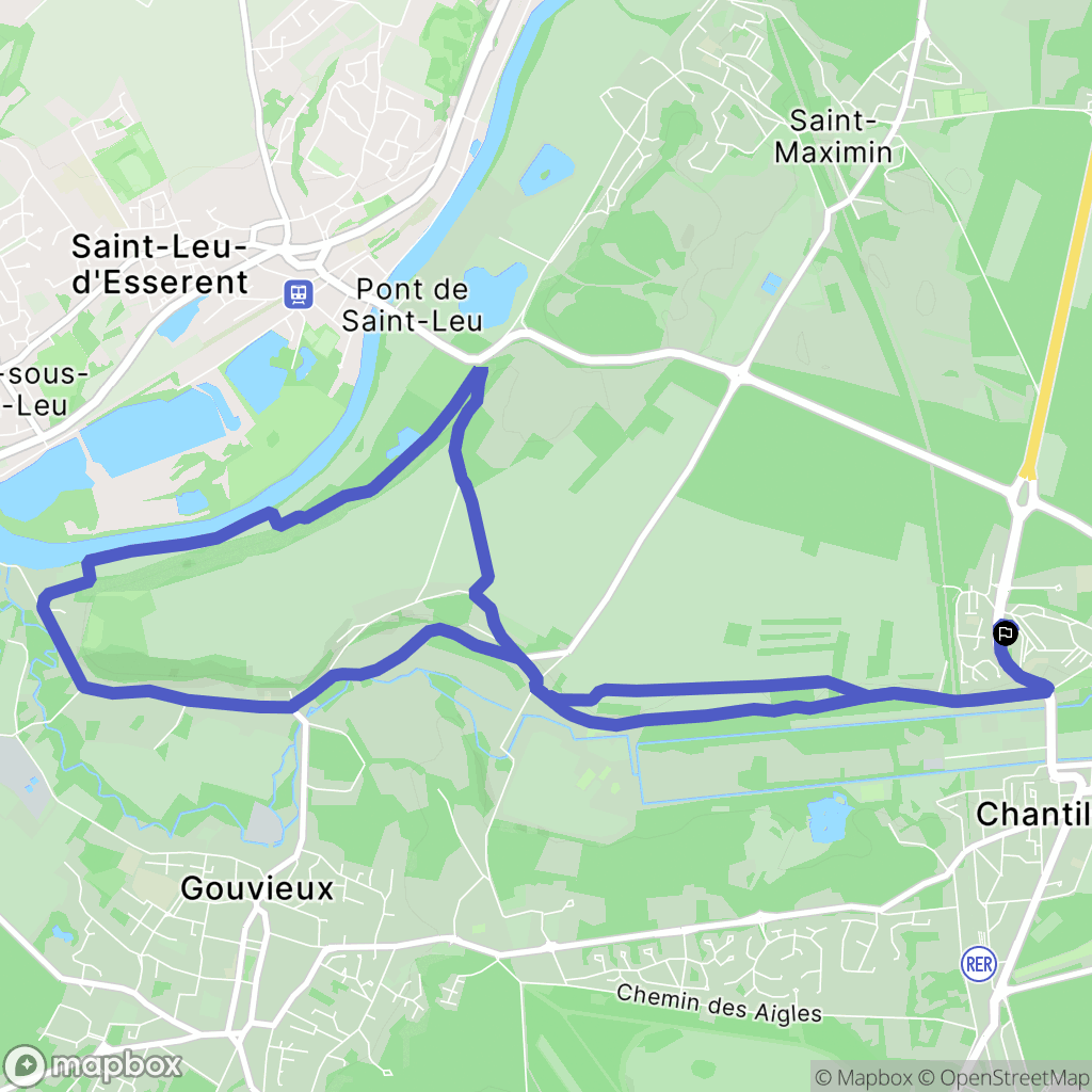 Chantilly : carte du parcours de randonnée - France