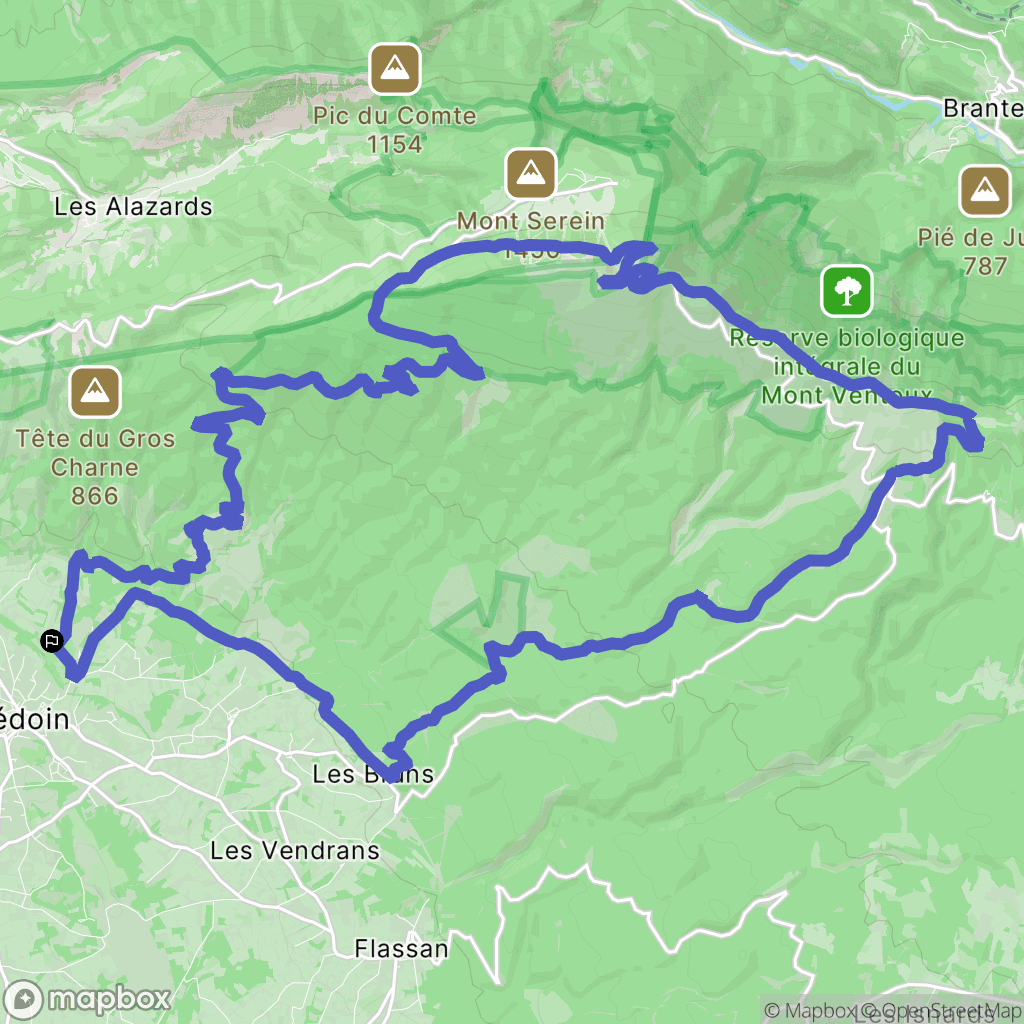 Bédoin : carte du parcours de randonnée - France