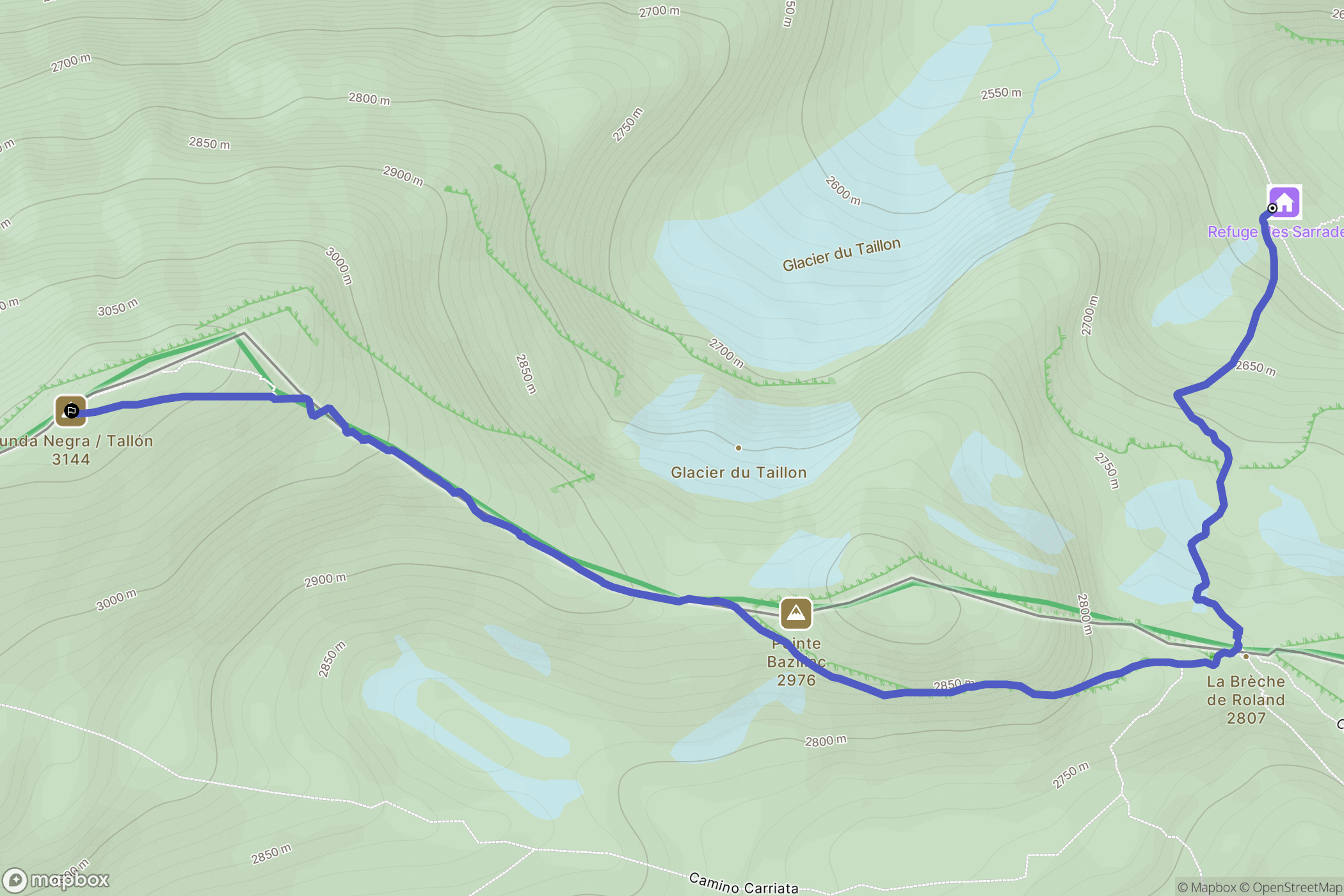 Gavarnie-Gèdre : carte du parcours de randonnée - France
