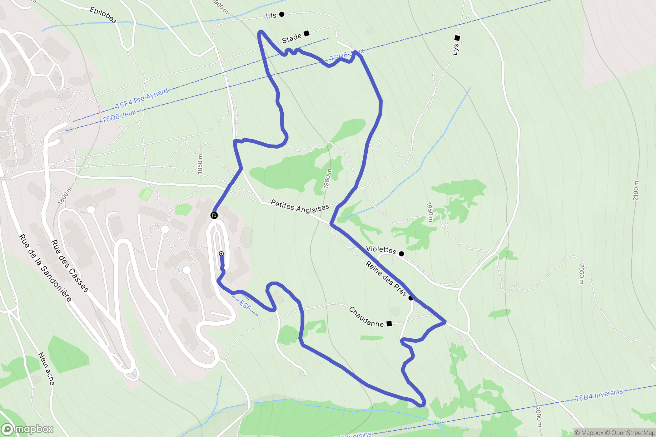 Valmeinier : carte du parcours de randonnée - France